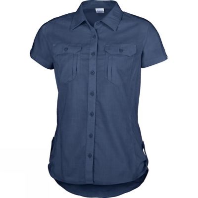 Camisa Columbia Camp Henry Solid Manga Corta Mujer - Azules - Chile HLX256039